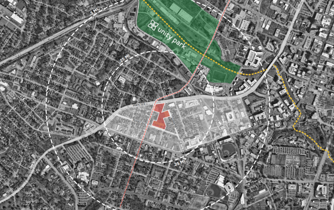Map showing location of Mosaic at West End project downtown (copy) (copy)